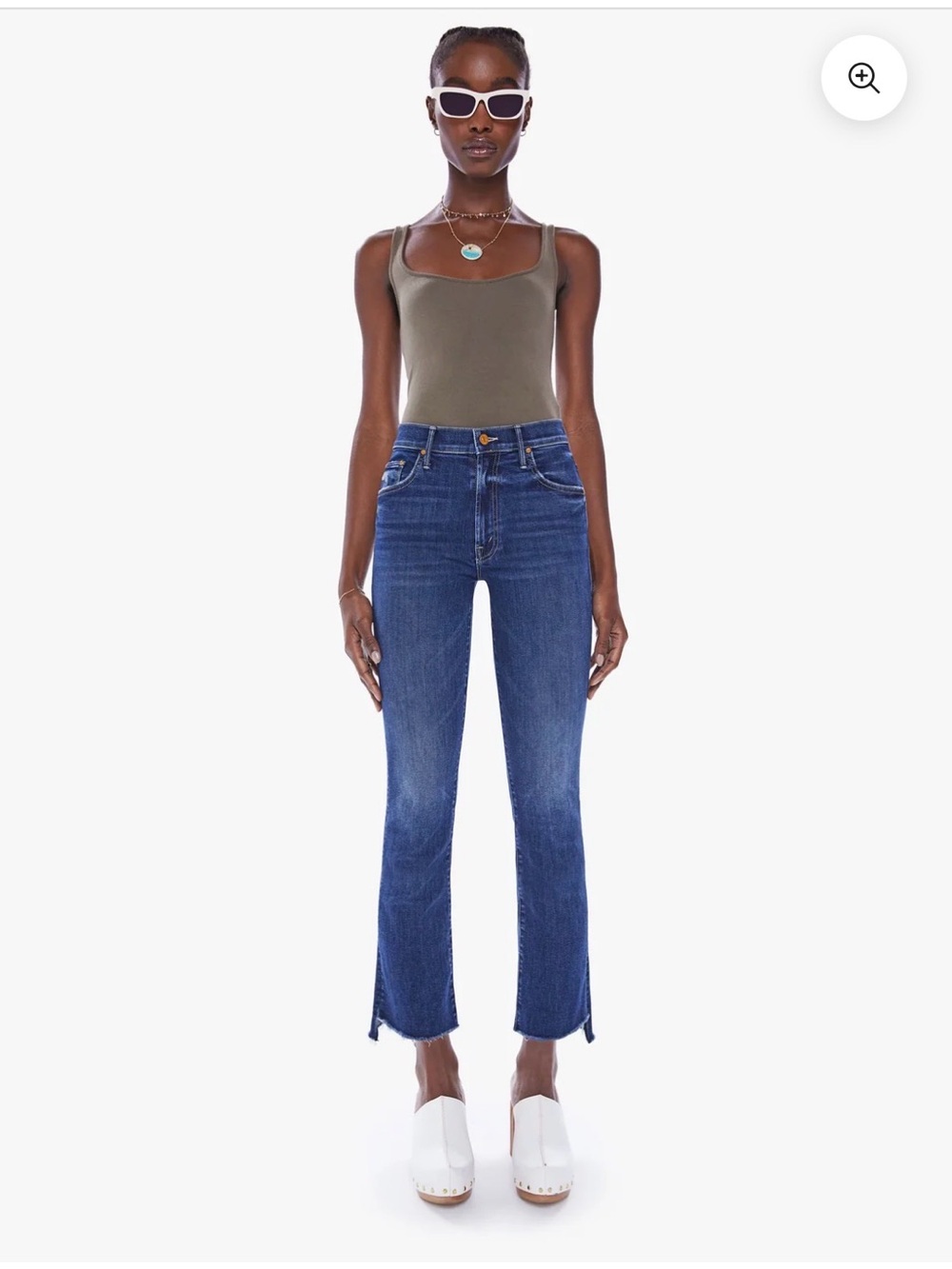 Mother The Insider Crop Step Fray jeans in the Teaming Up wash size 31